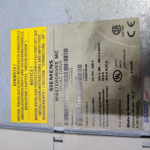 Siemens 6se7022-6tp50-z Simovert Masterdrive