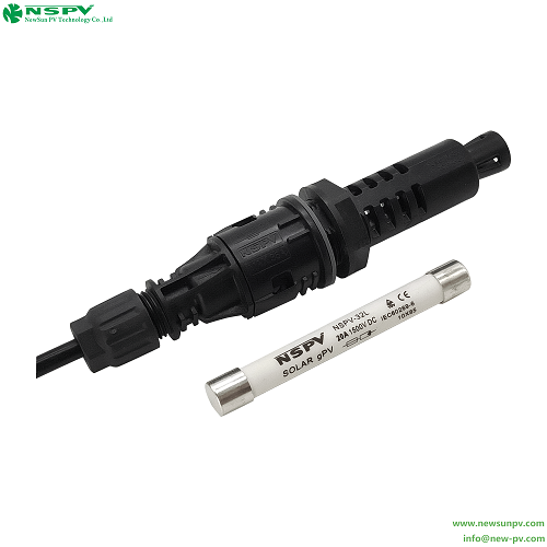 Photovoltaic Solar Panel Inline Fuse Connectors Cable End With Tuv Certificate For Solar System Protection - Color: Black
