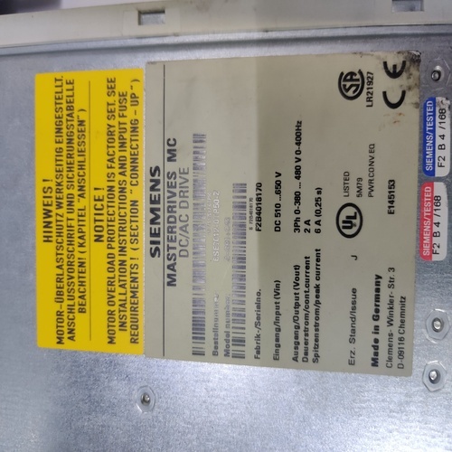 Siemens 6se7012-otp50-z Simovert Masterdrive Mc