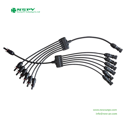6 To 1 Pv Solar Cable Harness Y Branch Connectors Solar Panel Parallel Connectors - Color: Black
