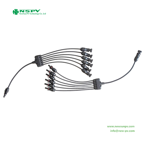 6 To 1 Pv Solar Cable Harness Y Branch Connectors Solar Panel Parallel Connectors - Color: Black
