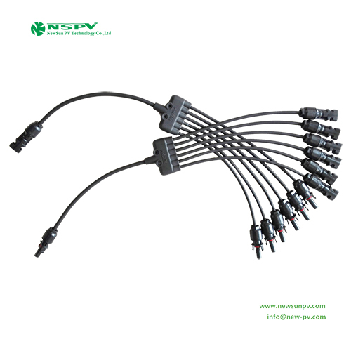 6 To 1 Pv Solar Cable Harness Y Branch Connectors Solar Panel Parallel Connectors - Color: Black
