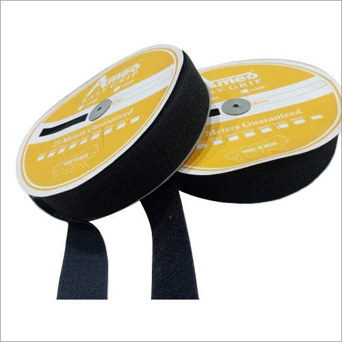 Hook And Loop Easy Grip Tape - Black, 1 Inch Size | High Quality, Plain Pattern, High Elasticity, Strong Self-adhesive, Heat Resistant