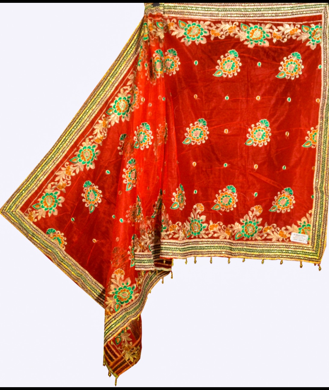 Red Bridal Dupatta With Embroidery Work