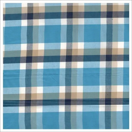 Blue Check Shirting Yarn Dyed Fabric Texture: Printed