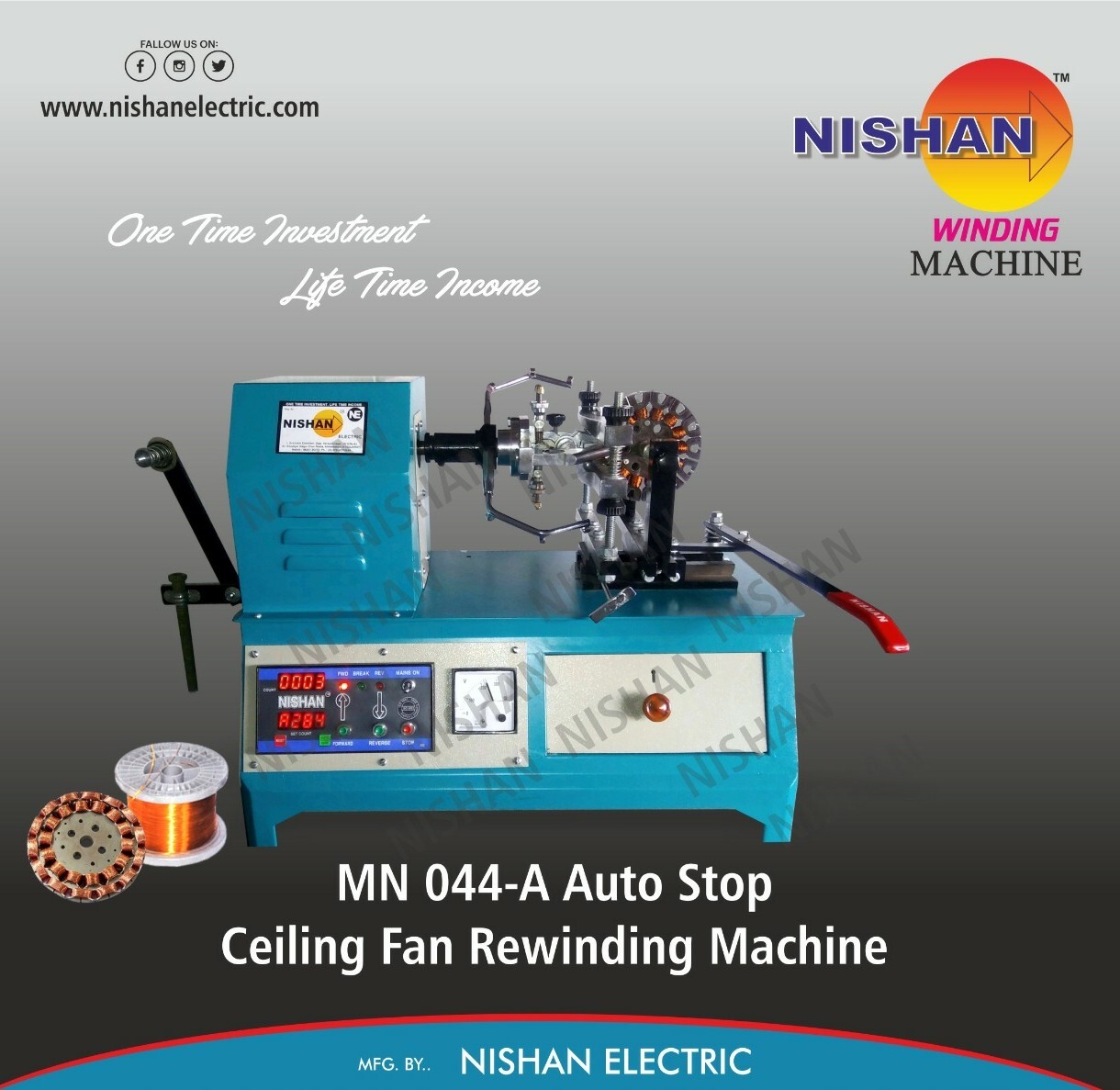 Fan Winding Machine - Steel & Plastic, 1.5hp Motor, Variable Speed, 50kg | Cost Effective, Durable Design, Easy Operation, Efficient Process, Fast Winding, High Output, Precise Control, Blue Finish