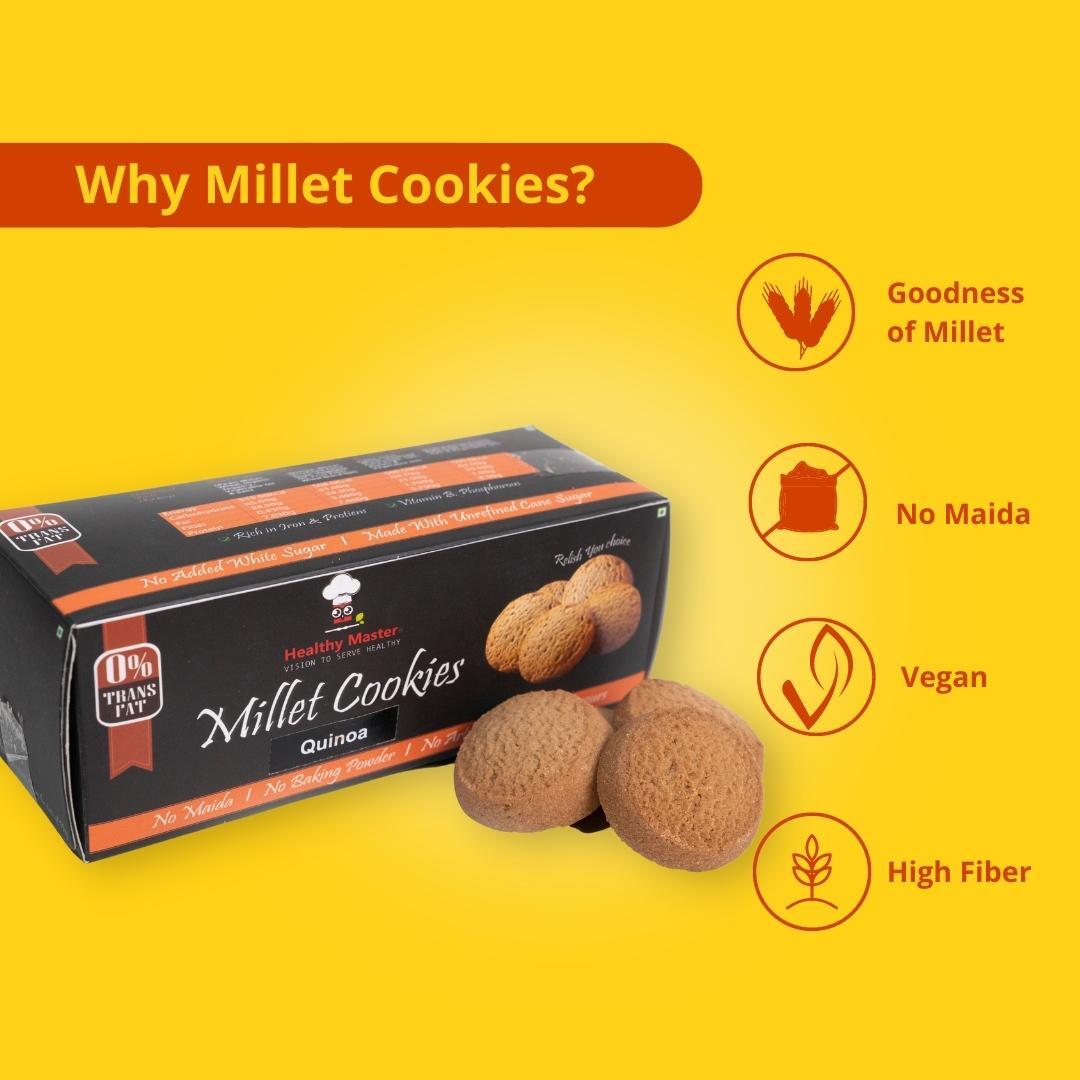 Quinoa Cookies And Biscuits - 120g Box, Premium Protein-rich Snack With Whole Wheat, Unrefined Sugar, Dietary Fiber, Antioxidants, Salted And Sweet Flavors