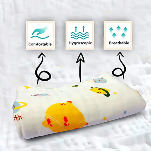 बच्चों के लिए सफ़ेद 6 लेयर वाला सुपर सॉफ्ट मलमल ब्लैंक