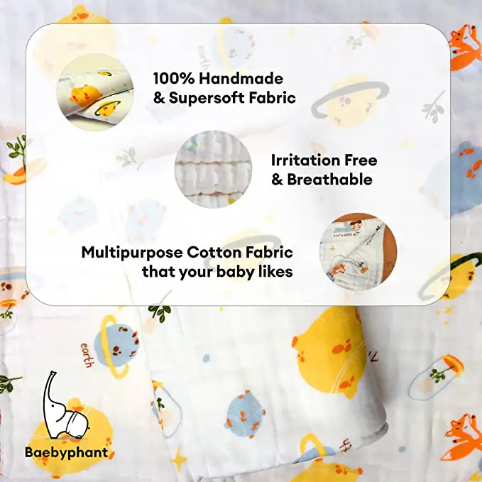 White 6 Layer Super Soft Muslin Blanket For Kids