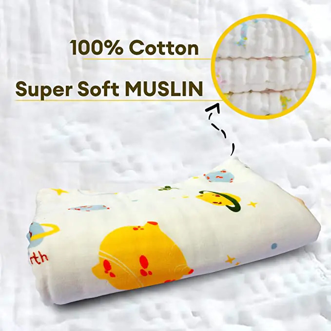 White 6 Layer Super Soft Muslin Blanket For Kids