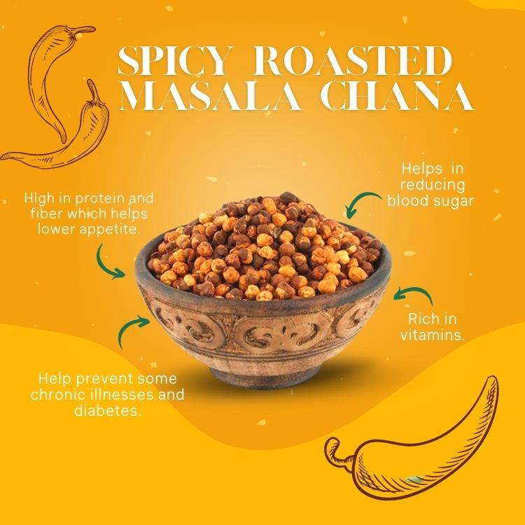 Spicy Roasted Masala Chana - Non-fried Whole Legume Snack | High Fiber Protein-rich Packed With Vitamins & Essential Minerals