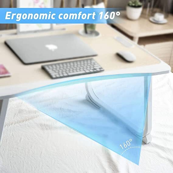 Tarkan Portable Folding Laptop Desk - Mdf & Aluminum Alloy, 60x40x28 Cm | Ergonomic Design, Integrated Cup Holder, Drawer & Tablet Holder, No Assembly Required