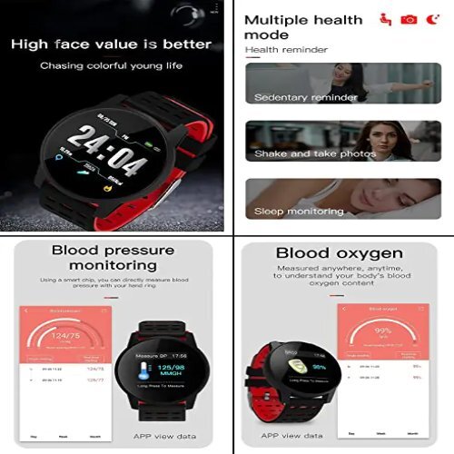 Heart Rate Sensor And Bp Monitor Fitness Black Smartwatch