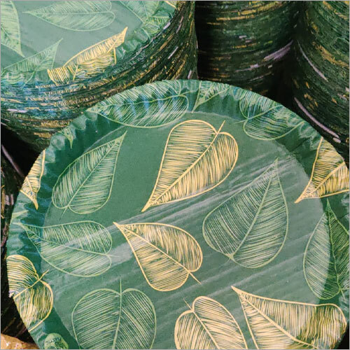 Printed Biodegradable Paper Plate - Customized Sizes, Green Color | Lightweight, Durable Design For Parties, Gatherings & Everyday Use