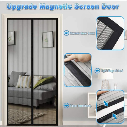 Magnetic Screen Door - Polyester Mesh, Full Size | Hands-free Operation, Insect Protection, Easy Installation For Home & Outdoor Use