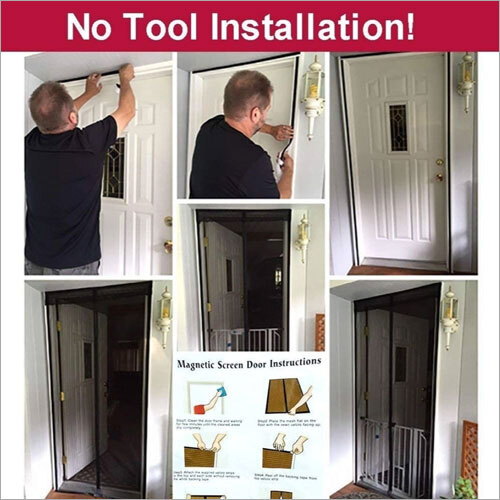 Magnetic Screen Door - Polyester Mesh, Full Size | Hands-free Operation, Insect Protection, Easy Installation For Home & Outdoor Use