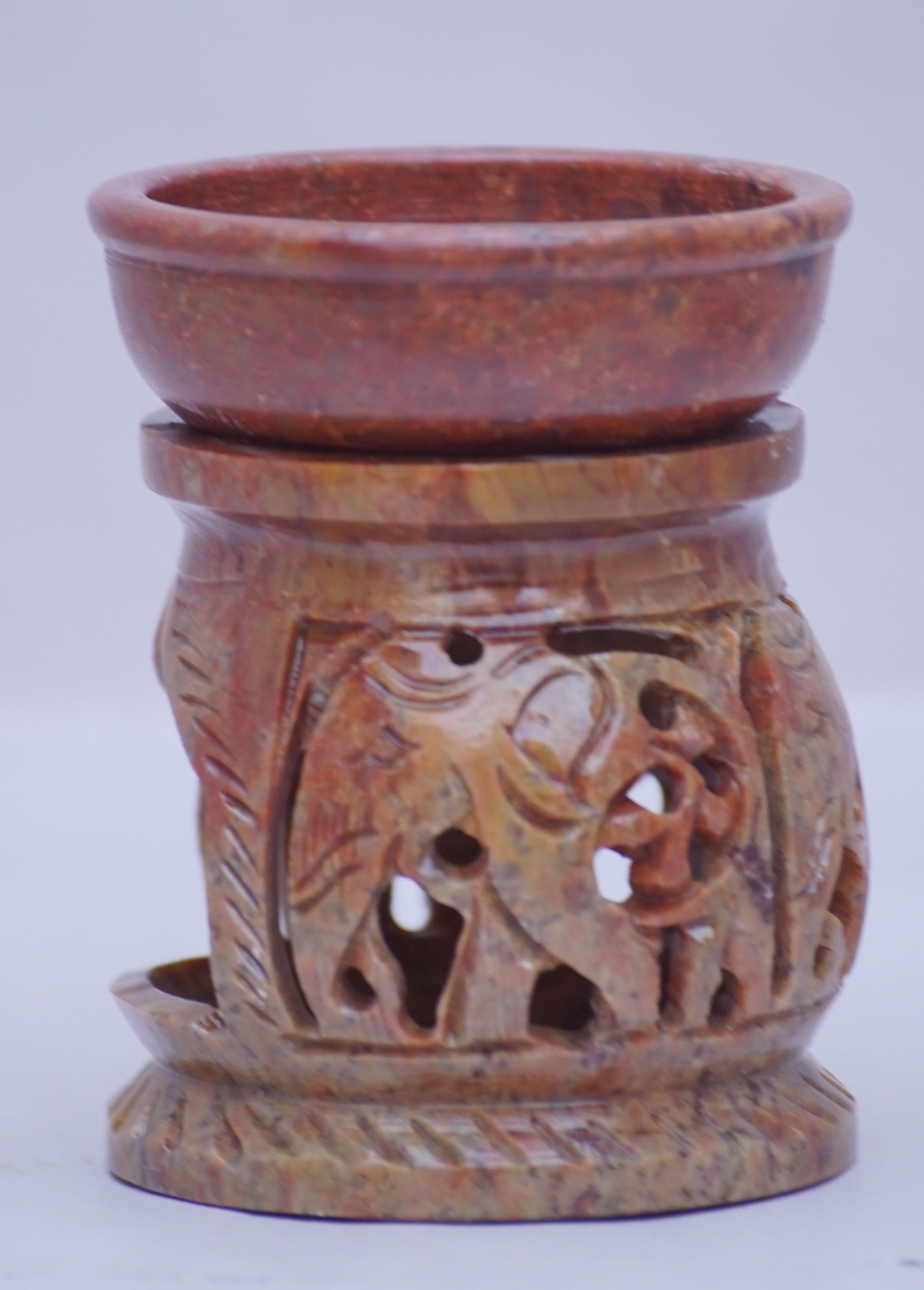 Aroma Burner - Soapstone, 3 Inch Height, Natural Stone Color | Handcarved Artisan Design, Ideal For Home, Wedding, And Holiday Decor