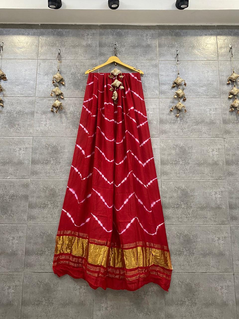 Womens Chanderi Silk Dupatta With Lagdi Pallu...