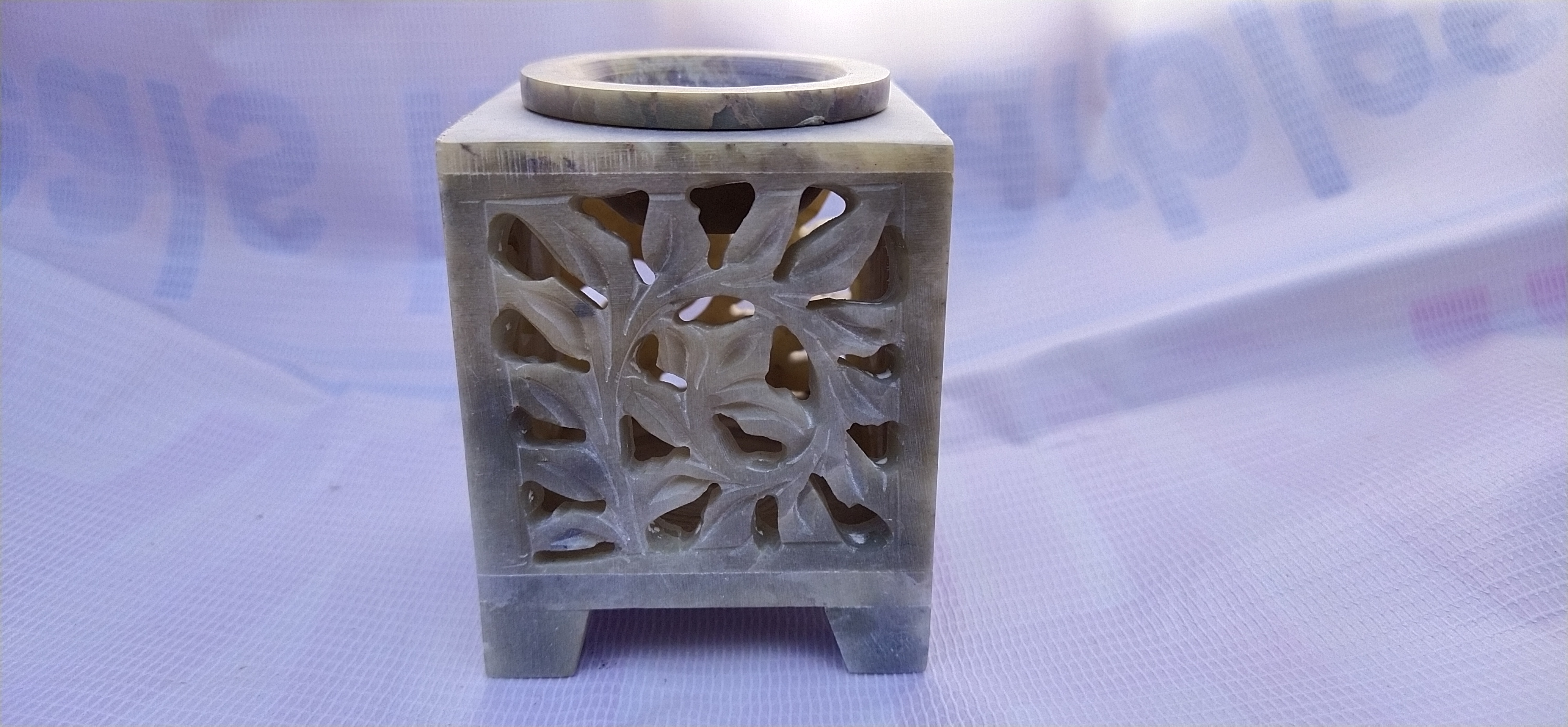 Aroma Oil Burner - 4 Inch Handmade Soapstone Diffuser Lamp | Artisan Carved, Unique Color Variations, Ideal For Home Decoration And Gifts