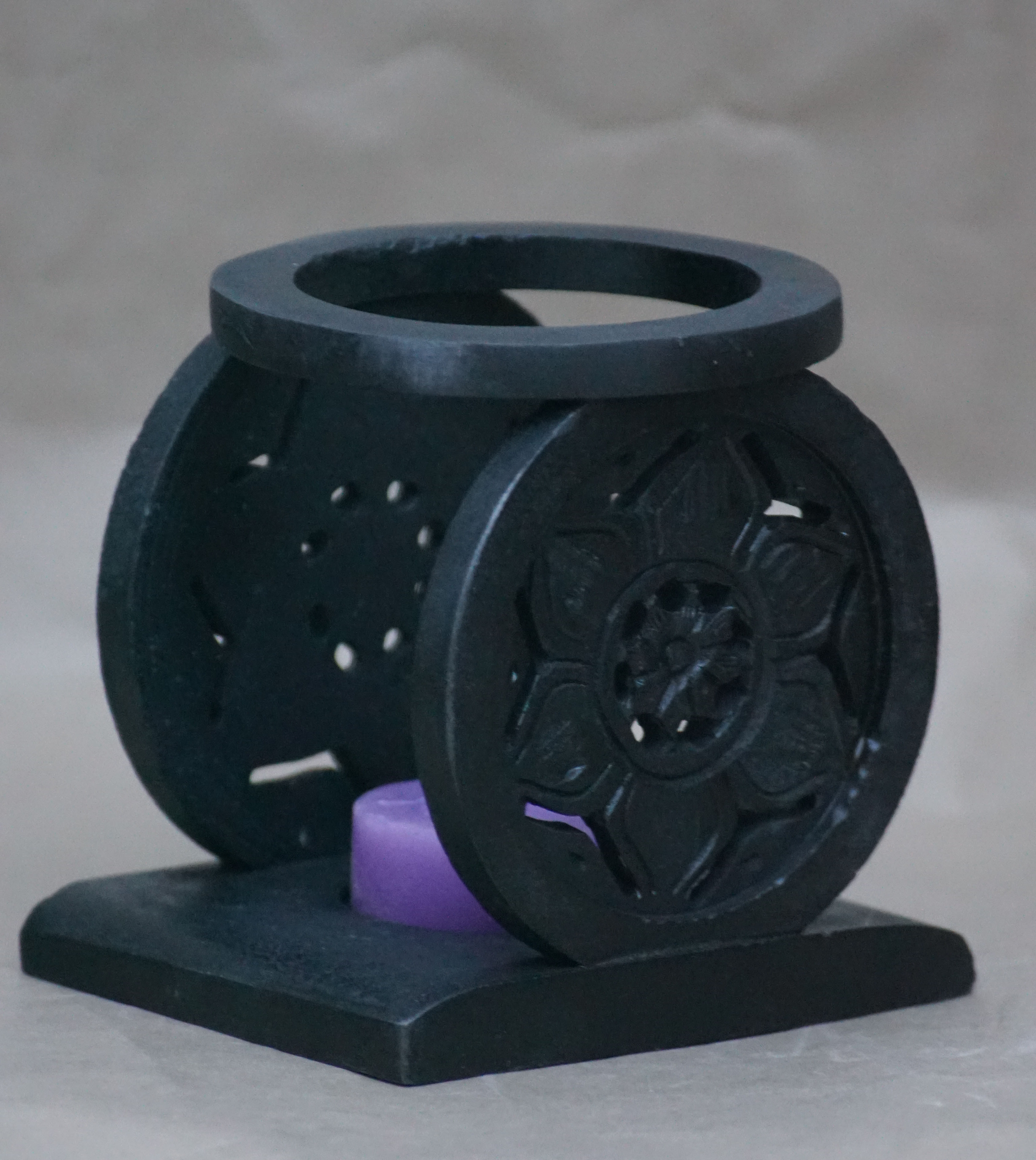 Aroma Oil Burner - 4 Inch Handmade Soapstone Diffuser Lamp | Artisan Carved, Unique Color Variations, Ideal For Home Decoration And Gifts