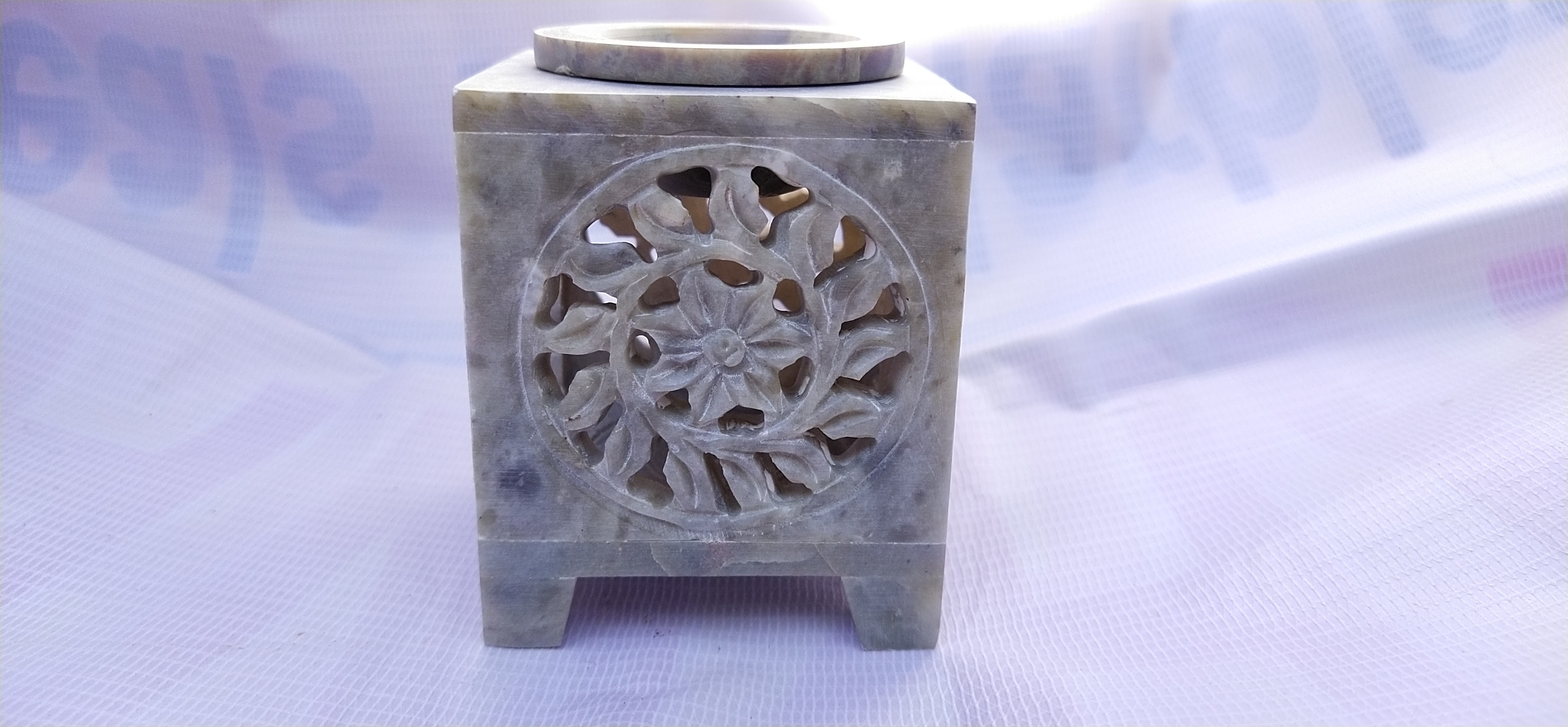 Aroma Oil Burner - 4 Inch Handmade Soapstone Diffuser Lamp | Artisan Carved, Unique Color Variations, Ideal For Home Decoration And Gifts