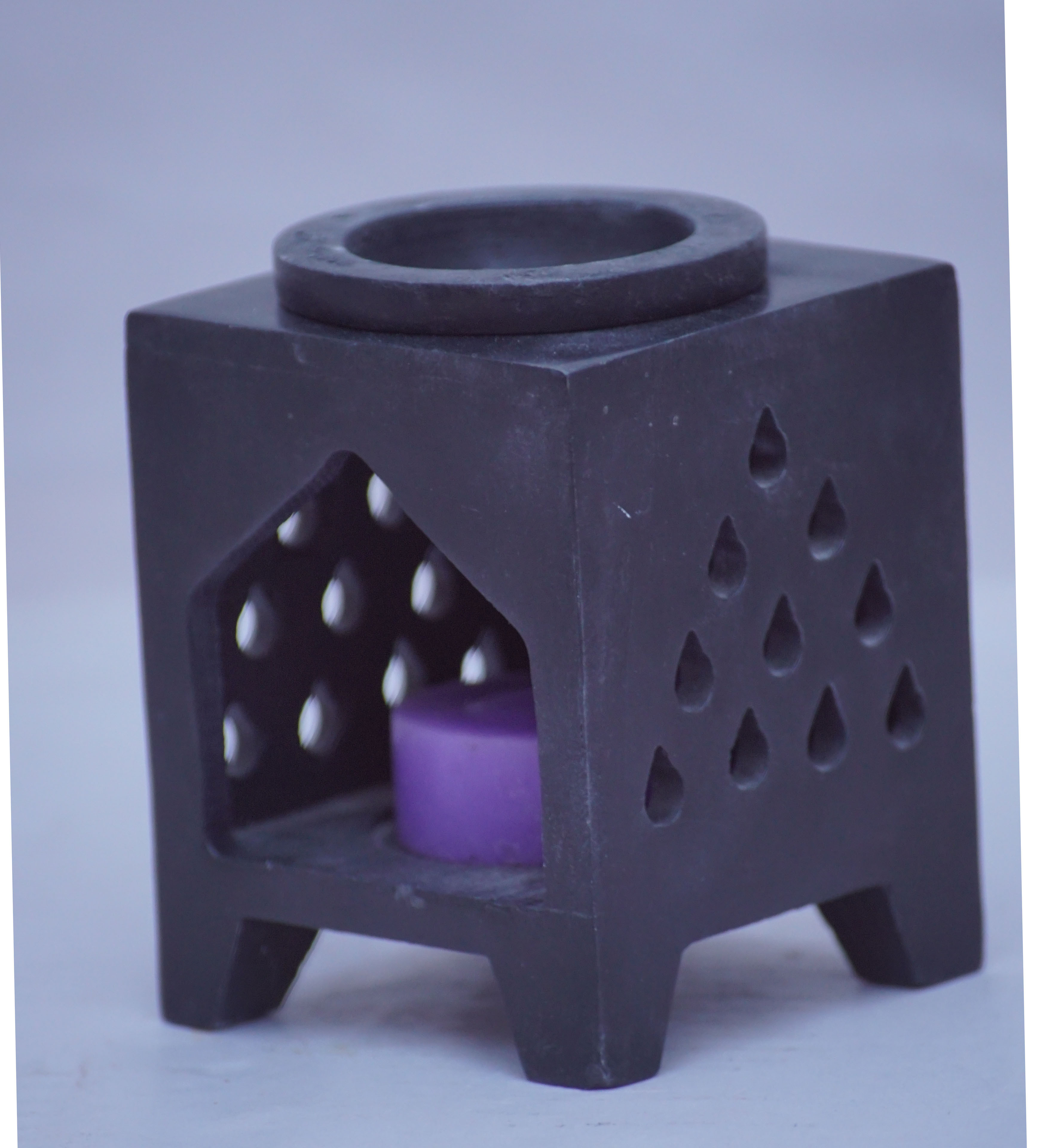Aroma Oil Burner - 4 Inch Handmade Soapstone Diffuser Lamp | Artisan Carved, Unique Color Variations, Ideal For Home Decoration And Gifts