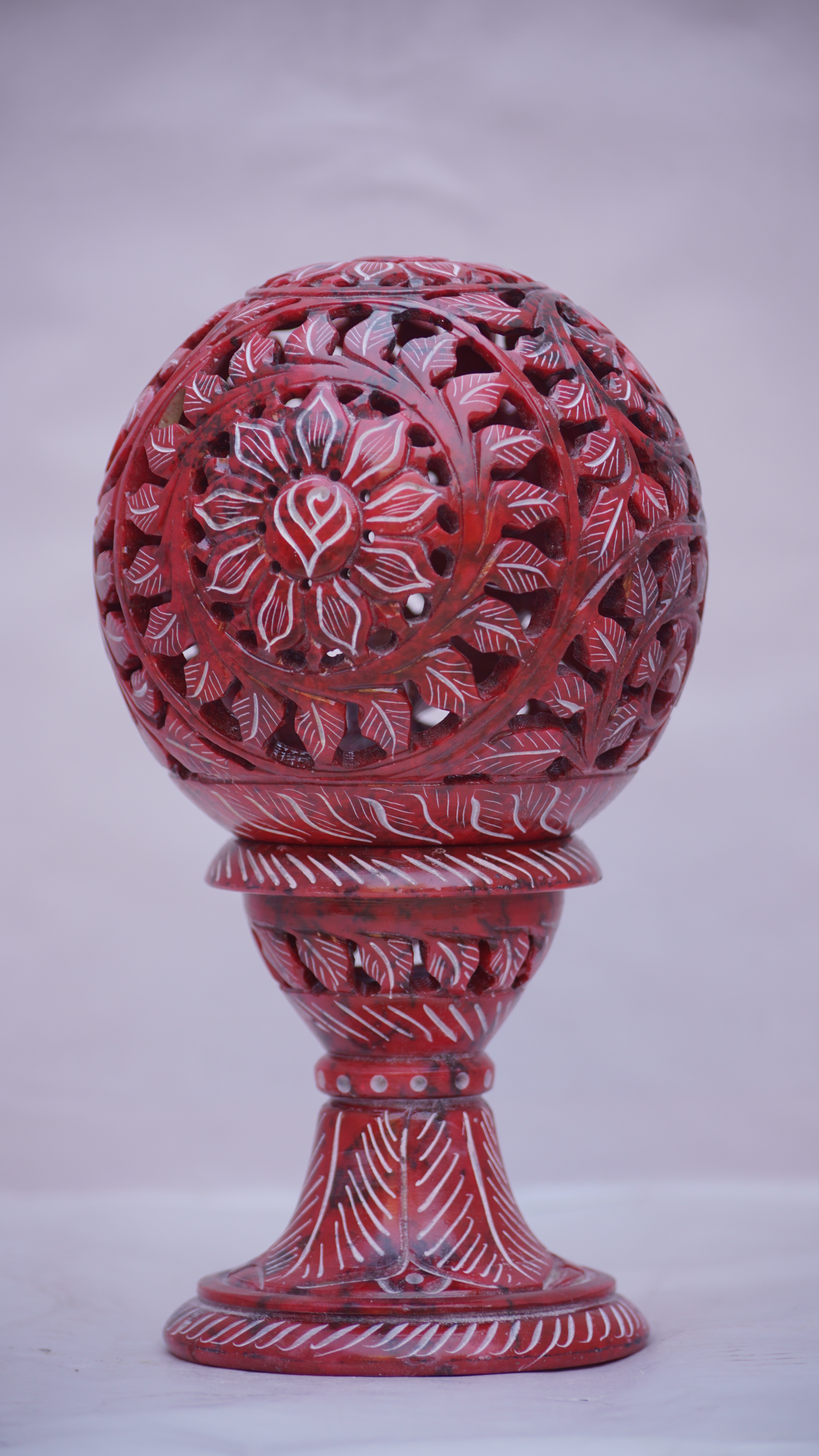 Candle Holder - Hand-carved Soapstone, 10cm Diameter X 12cm Height, Pink Color | Elegant Design, Intricate Carving, Durable Material, Perfect Gift