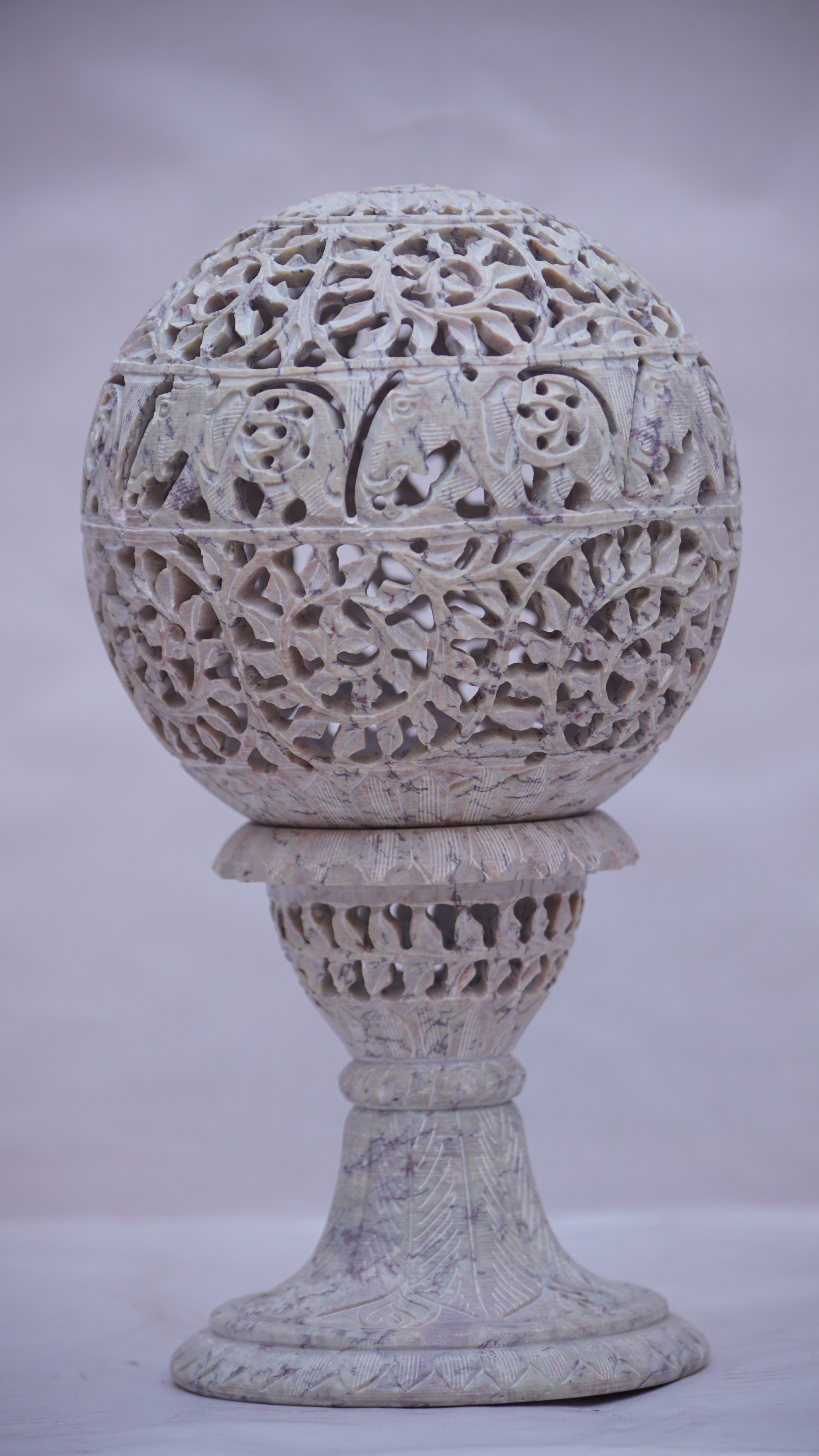 Candle Holder - Hand-carved Soapstone, 10cm Diameter X 12cm Height, Pink Color | Elegant Design, Intricate Carving, Durable Material, Perfect Gift