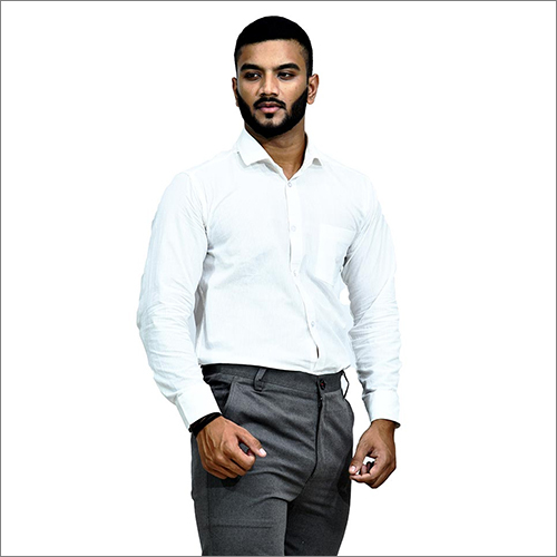 White Cotton Plain Shirt - Multiple Sizes And Colors | Full Sleeves, Beaded Closure, Washable For All Seasons