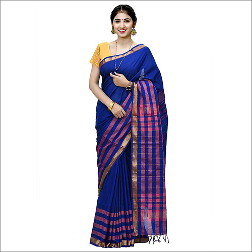 Casual Ladies Cotton Royal Blue Saree