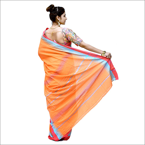 Orange Ladies Cotton Masrise Saree
