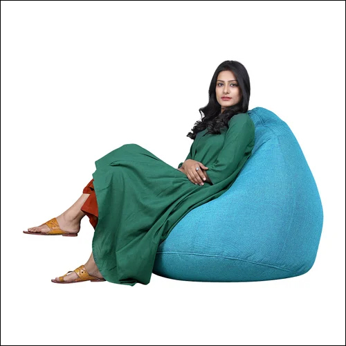 Teardrop Bean Bag - Cotton Material, All Sizes Available, Sky Blue Color, Indoor Use, Modern Plain Design