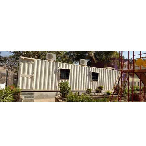 Industrial GI Portable Cabin - Teak Wood & Galvanized Iron, 8.6 Feet Height, Epoxy Painted Finish, White Color, Sliding Windows, Sturdy & Low Maintenance Design