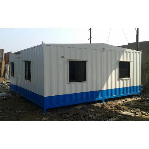 Portable Mild Steel Epoxy Painted Portable Cabin - Color: White-blue