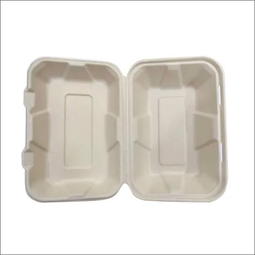 Disposable Food Packaging Box Bagasse - 9x6 Inches, White Color , Eco-friendly And Lightweight Design For Safe Food Serving And Protection