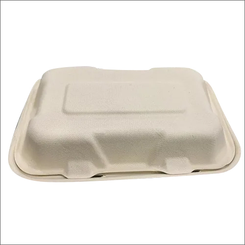 Disposable Food Packaging Box Bagasse - 9x6 Inches, White Color , Eco-friendly And Lightweight Design For Safe Food Serving And Protection