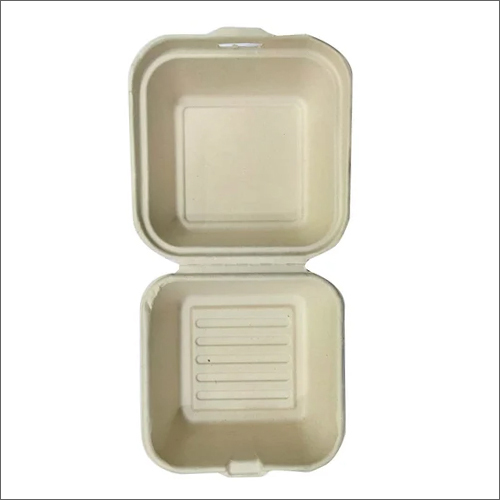 Disposable Food Packaging Box - Sugar Cane Bagasse Pulp, 6x6 Inch White Square Design | Eco Friendly, Disposable, Suitable For Hot And Cold Food