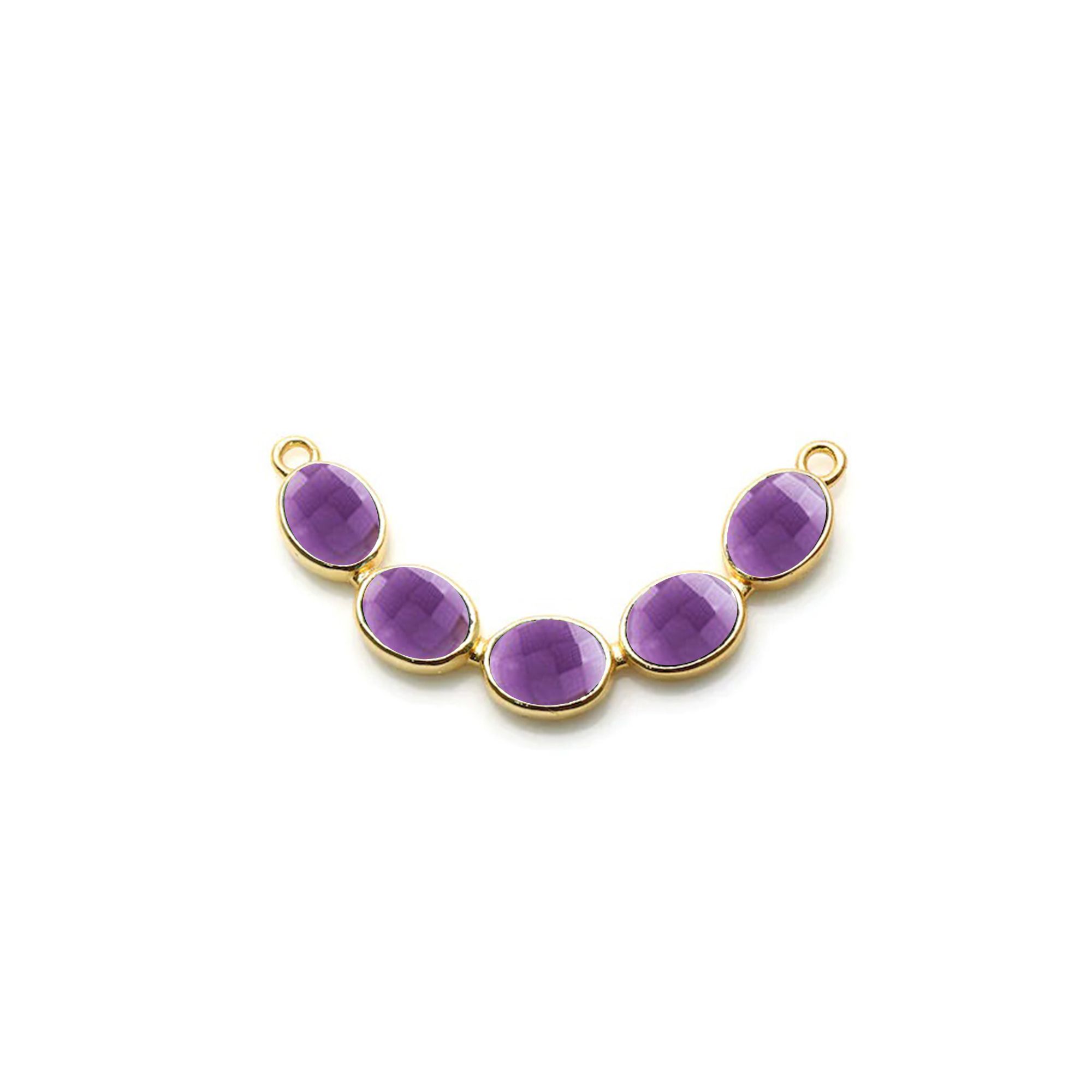 Faceted Gemstone Connector- 2 Loop Oval Gemstone Connector For Necklace Size: Stone Size 4x6mm