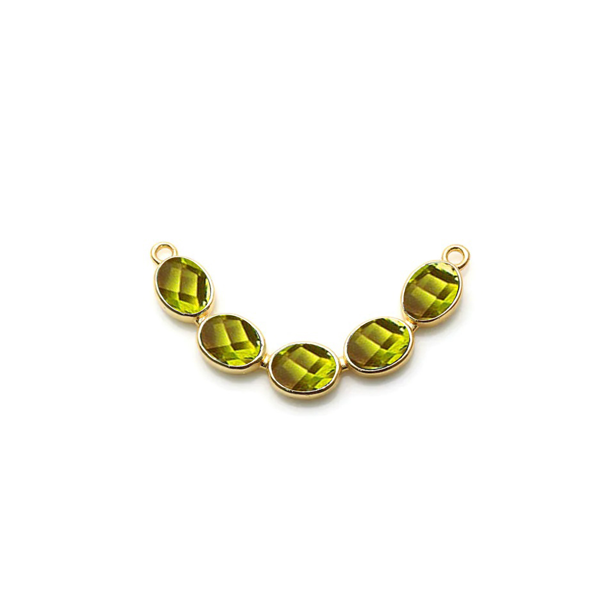Faceted Gemstone Connector- 2 Loop Oval Gemstone Connector For Necklace Size: Stone Size 4x6mm