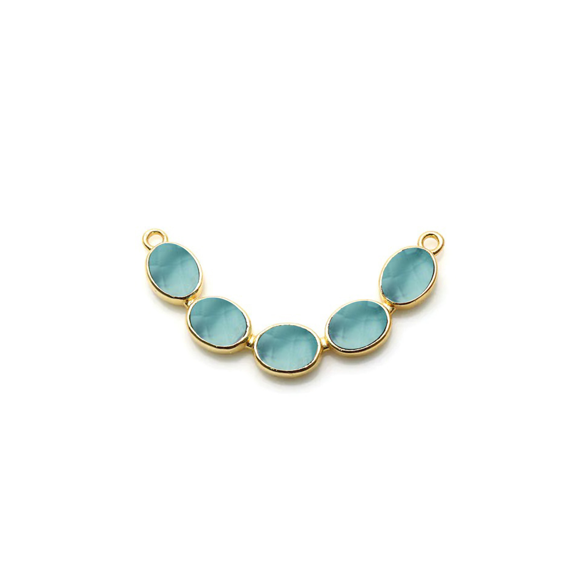 Faceted Gemstone Connector- 2 Loop Oval Gemstone Connector For Necklace Size: Stone Size 4x6mm