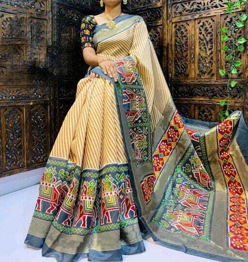 Mil Print Saree - Cotton, Customized Size, Printed Pattern | Casual Ethnic Dress, Washable Fabric, All-season Versatility, Amazing Border Blouse