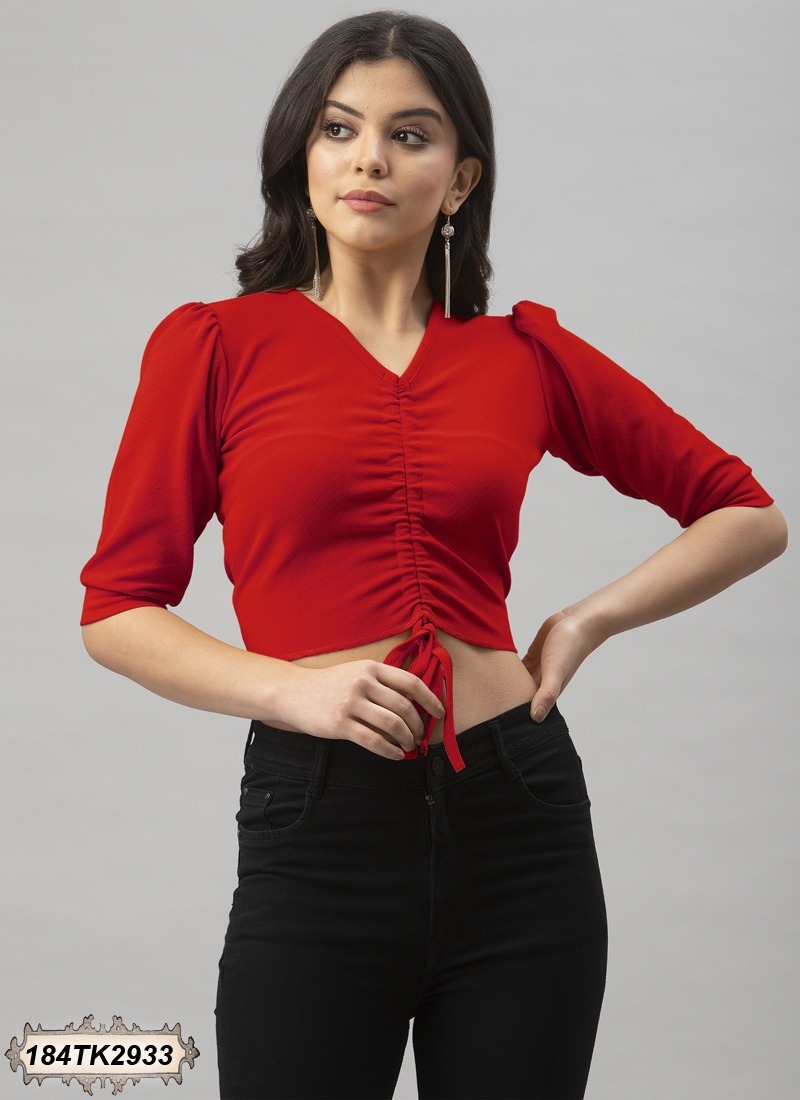 Crop Top - Lycra, Sizes S,m,l,xl | Western Dress Type, Breathable, Washable, Short Sleeves, Plain Pattern, Customizable Fit