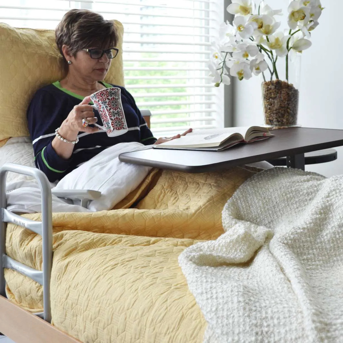 Over Bed Cardiac Table - Color: Brown /White