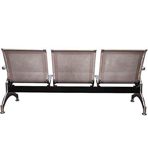 Hospital 3 Seater Waiting Chair - Stainless Steel, 3 Seater Size, Silver And Black Colors | Modern Design, Polished Finishing, Non-foldable