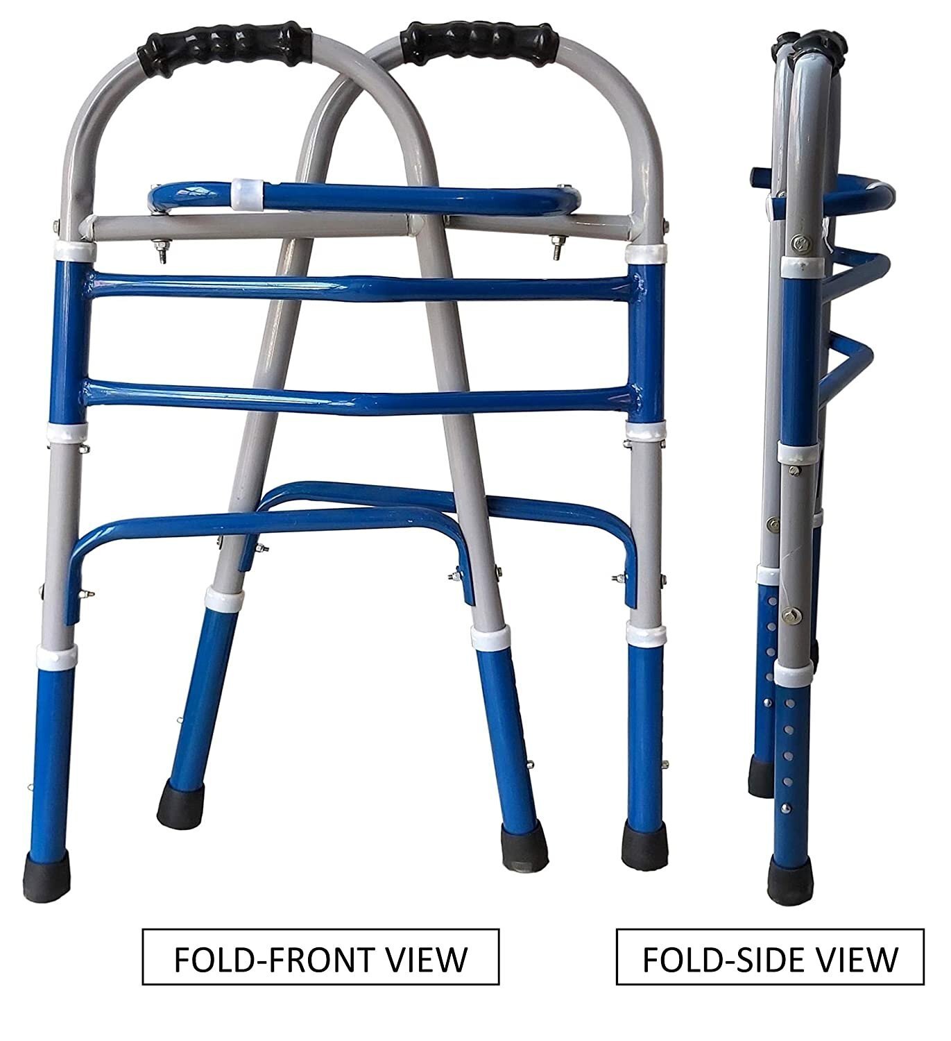 Adult Folding Walker - Color: Grey And Blue