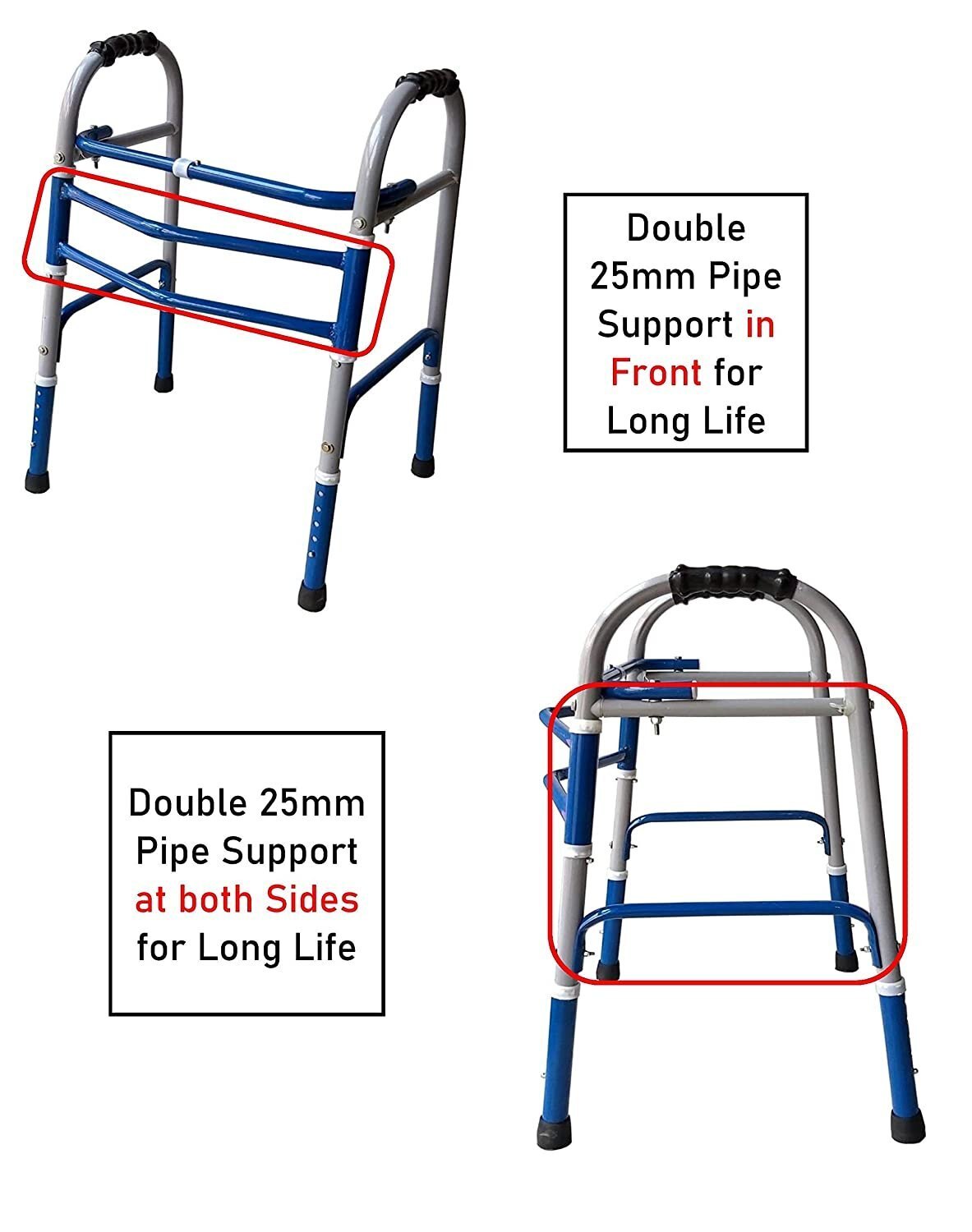 Adult Folding Walker - Color: Grey And Blue