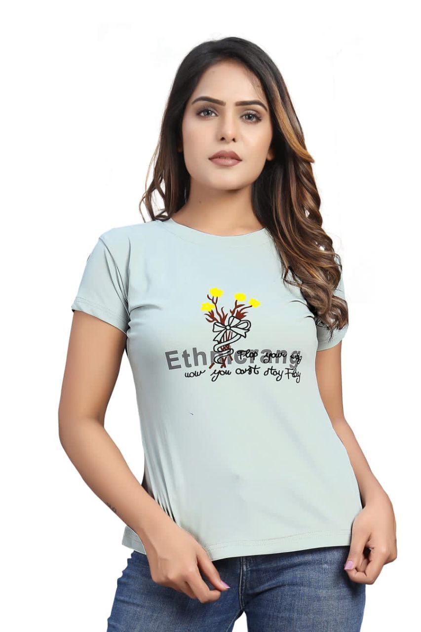 Womens Lycra Styles T-shirts - Lycra Fabric, Sizes S, M, L, Xl, Orange Color | Quick Dry Feature For Enhanced Comfort