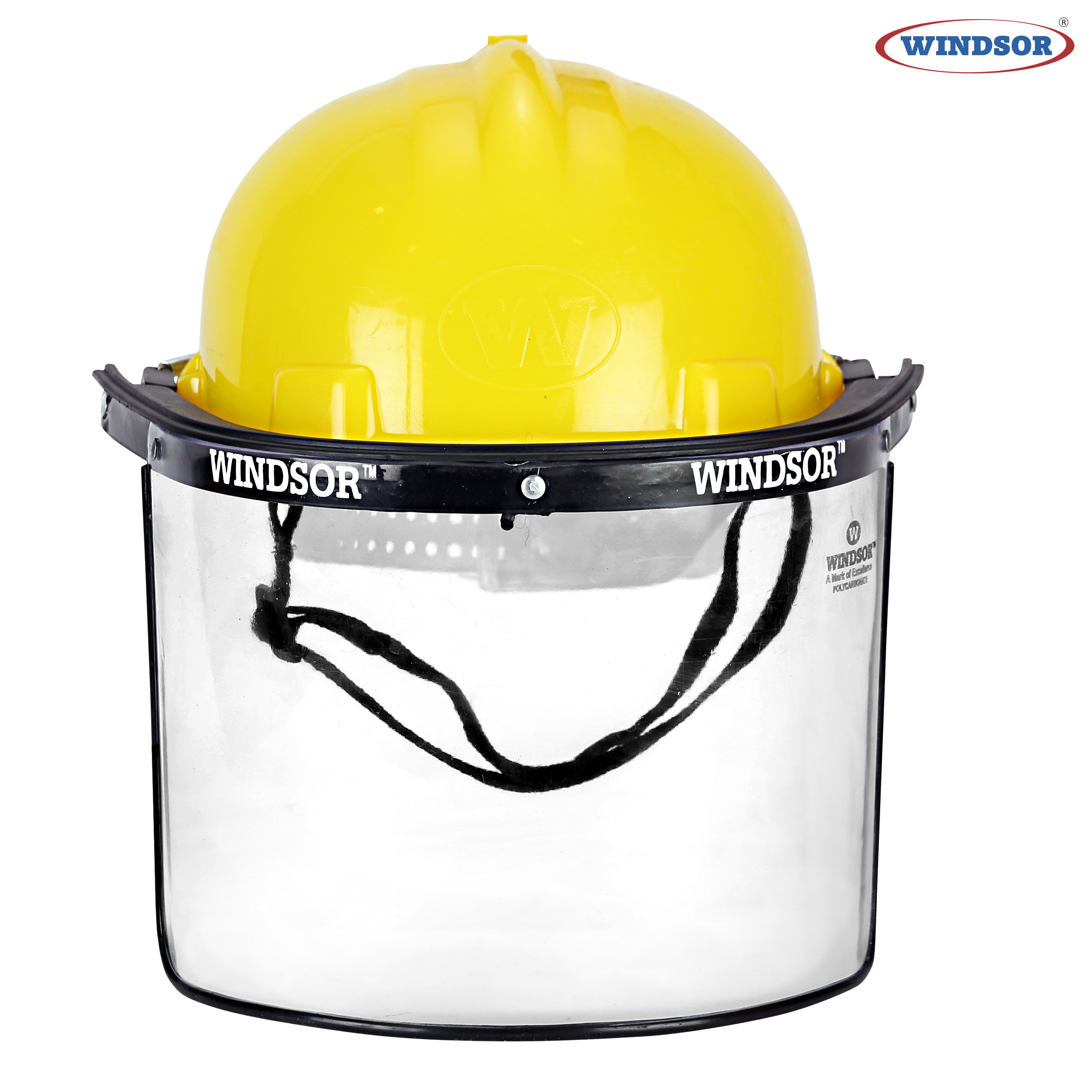 Yellow 6 X 12 Inch Windsor Safety Helmets With Spring Face Shield