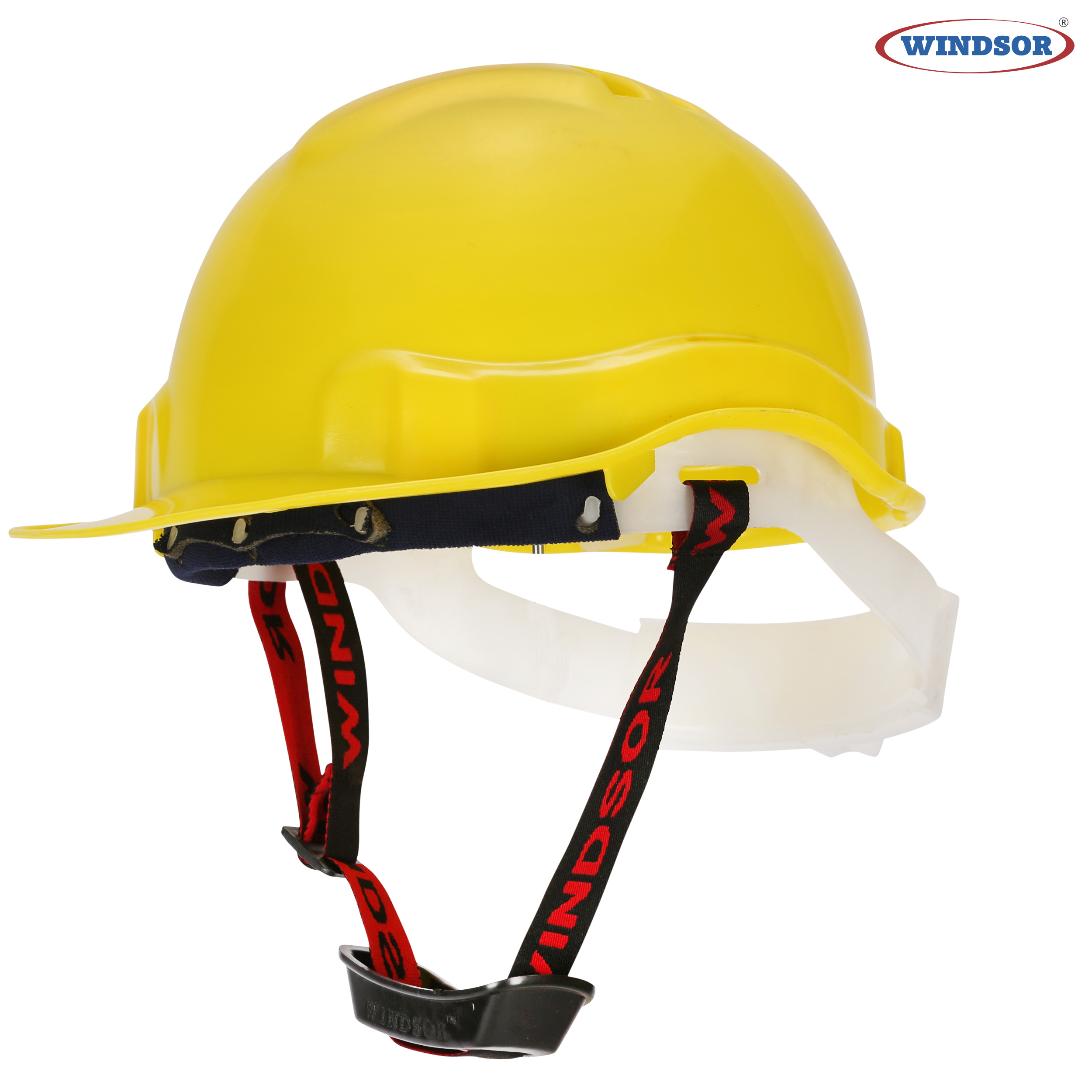 Windsor Air Vents Ratchet Safety Helmets - Hdpe Material, 19x9x6 Inch , Yellow Color, Robust Structure, 370 Grams For Outdoor Work