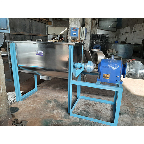 Semi Automatic Ribbon Blender Mixer - Stainless Steel & MS, 350 Kg Loading Capacity, Silver & Sky Blue, Semi-Automatic Functionality